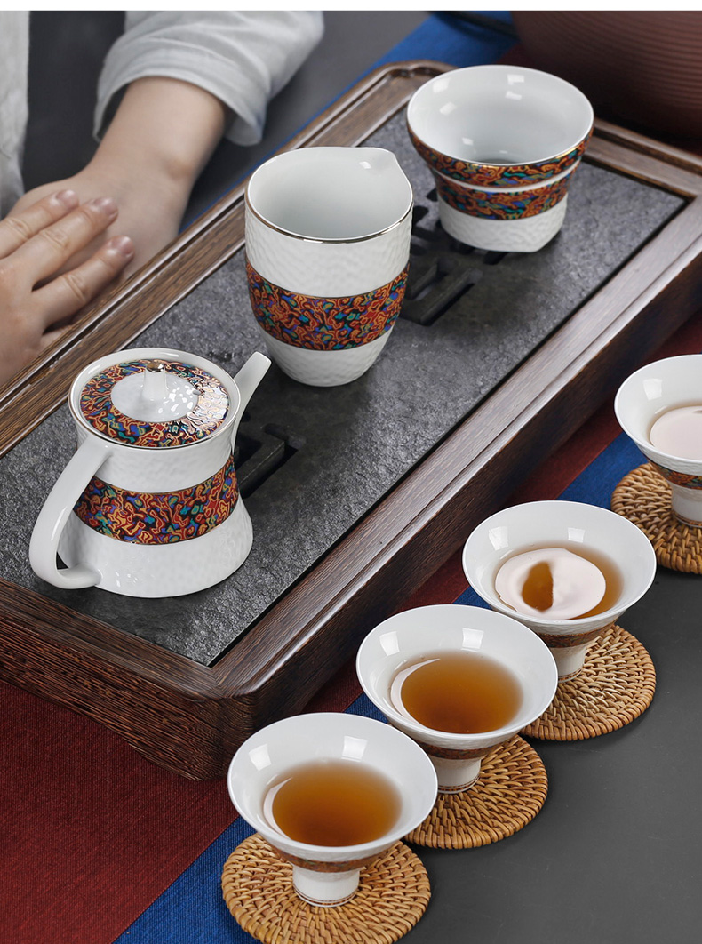 Colored enamel sample tea cup ceramic cups Japanese character kung fu small cups single CPU hat to master cup bowl tea sets