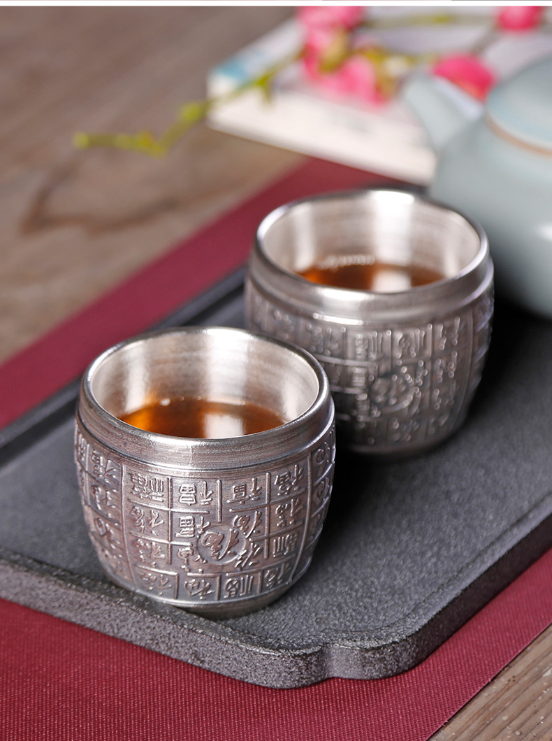 Tasted silver gilding ceramic small cups everyone silver kung fu tea master sample tea cup silver cup of pure manual single CPU