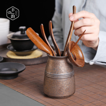 Japanese chicken wing Wood tea ceremony six gentlemen set tea tray kung fu tea set tea ceremony accessories tea clip tea spoon combination tool