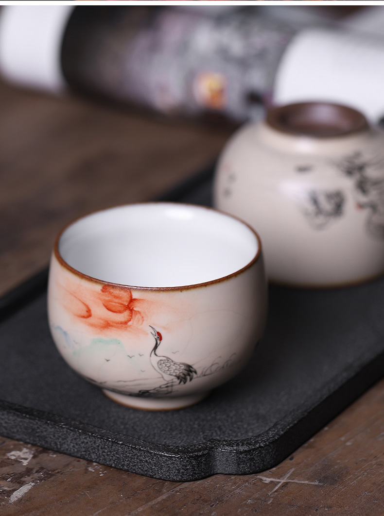 Your up hand - made teacup jingdezhen ceramic checking master cup cracked bowl kung fu tea set single cup sample tea cup