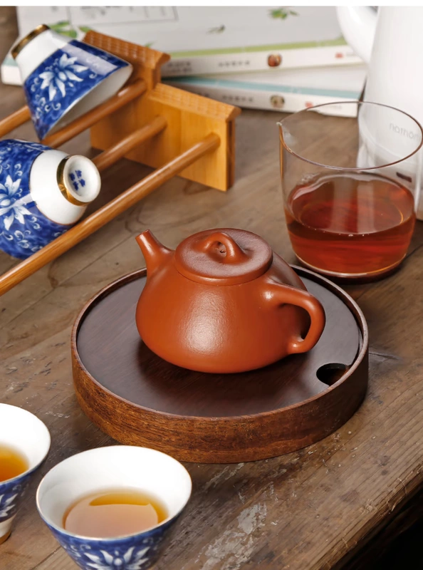 Hộp đựng nước kiểu Nhật hình tròn khay trà khô nhỏ bàn trà Bàn trà Kung Fu khay trà đơn giản trà đạo hộ gia đình Đĩa trà - Trà sứ