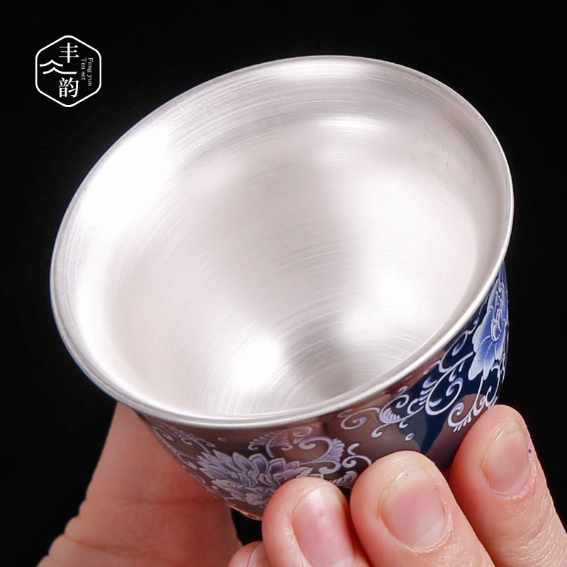 Jingdezhen coppering. As silver blue noggin kung fu tea set ceramic masters cup sample tea cup manually individual single cup of tea