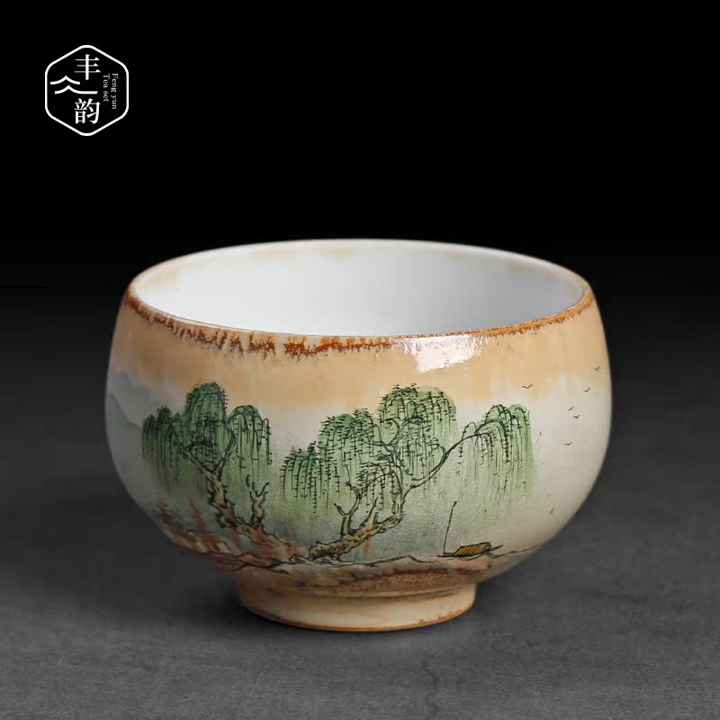 Hand - made ceramic up cup sample tea cup manual master cup single CPU archaize kung fu tea set personal tea cups