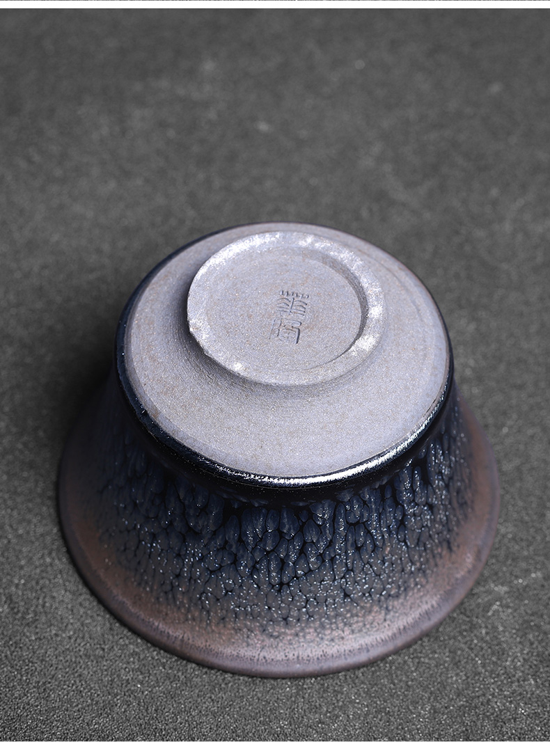 Manual jianyang ceramic tureen built lamp that only three cups small tire oil tea red glaze, kung fu tea set iron bowl