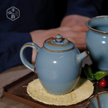 Ru kiln teapot filter tea maker ceramic antique kung fu single pot large capacity household Open piece hand-made Ru porcelain tea set