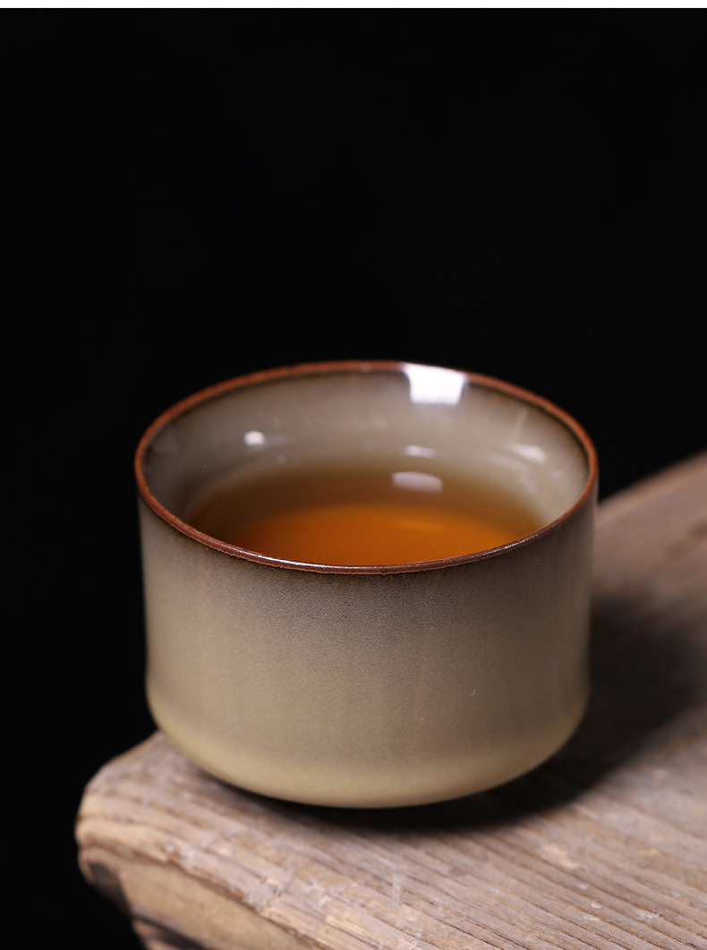 Celadon teacup large master kung fu tea set household sample tea cup cup meditation cup ceramics single cup of tea light yellow amber