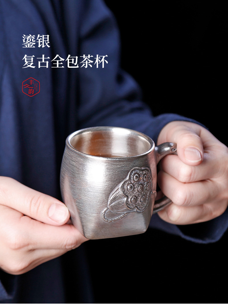 Drinking kombucha tea cups female Kowloon tasted silver gilding ceramics single master cup silver personal cup household manual sample tea cup