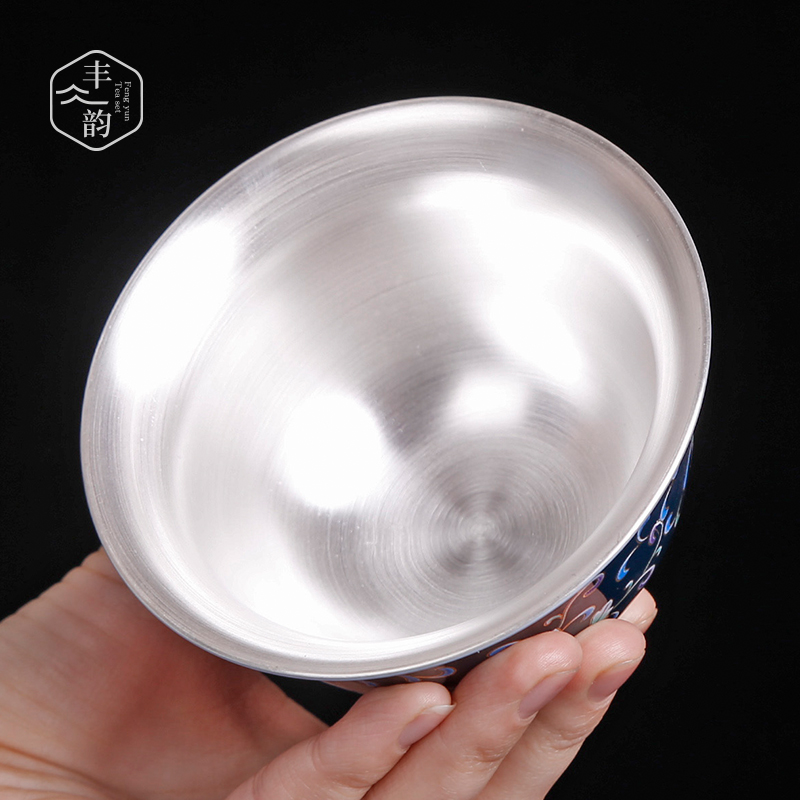 Tasted silver tea set three to tureen silver gilding ceramic cups large blue and white household manual single kung fu tea cups