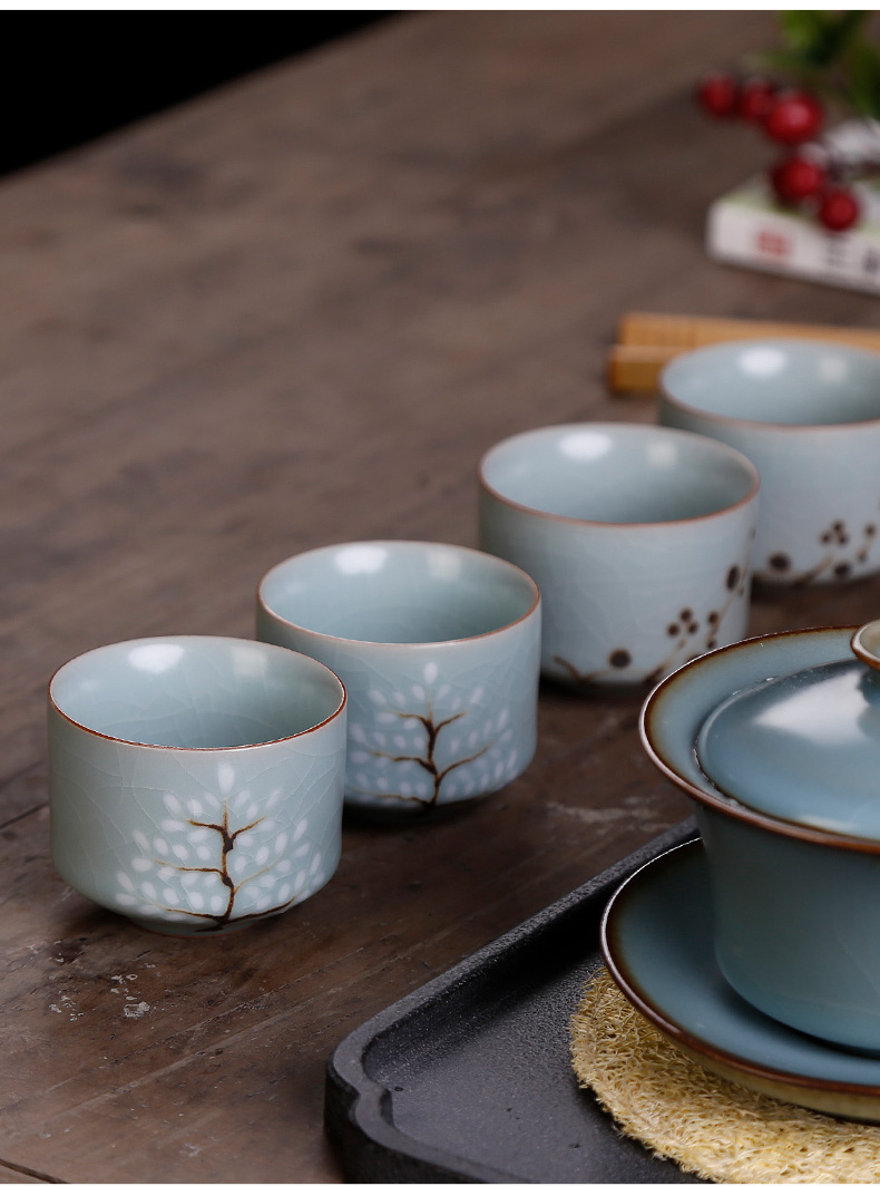 Day cyan your up hand - made teacup cracked master cup single CPU ceramic manual small cups retro move sample tea cup