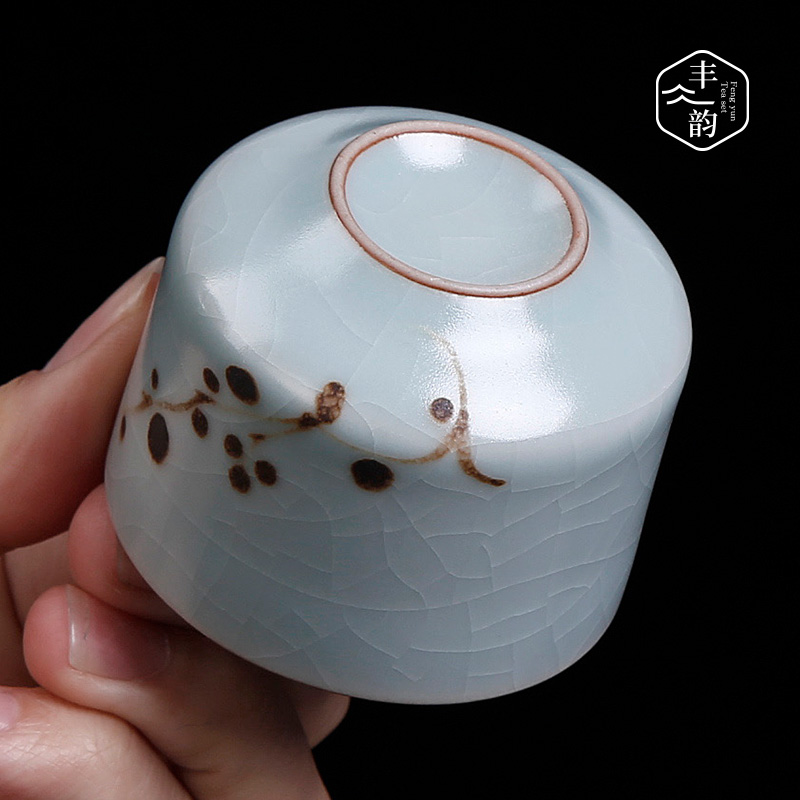 Day cyan your up hand - made teacup cracked master cup single CPU ceramic manual small cups retro move sample tea cup