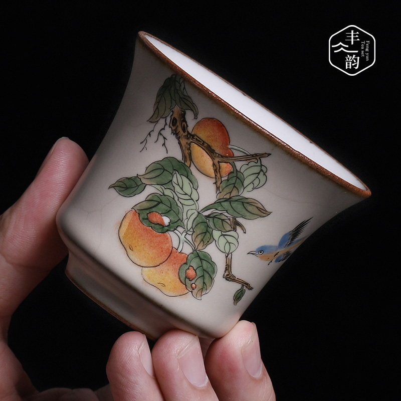 Start your up teacups hand - made of rural wind jingdezhen ceramic cup sample tea cup individual kung fu tea set large single CPU