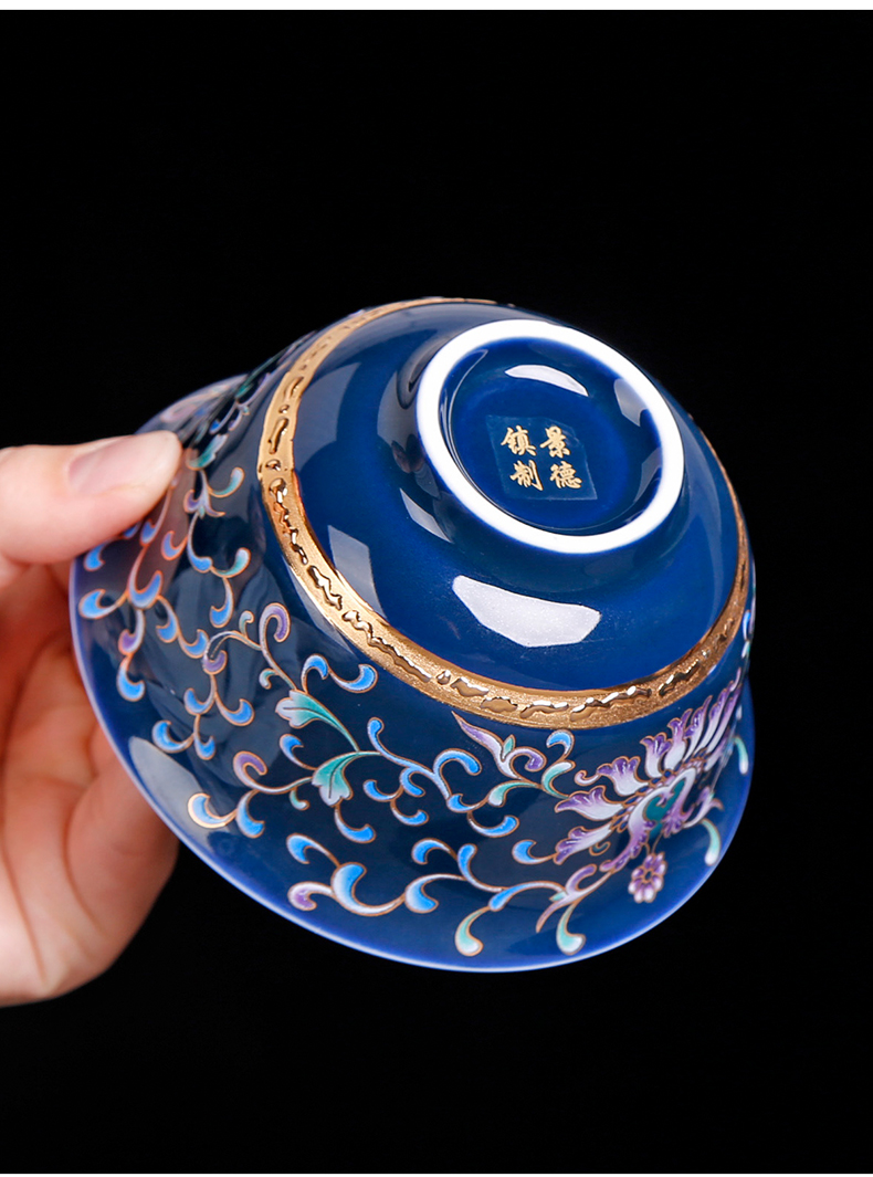 Tasted silver tea set three to tureen silver gilding ceramic cups large blue and white household manual single kung fu tea cups