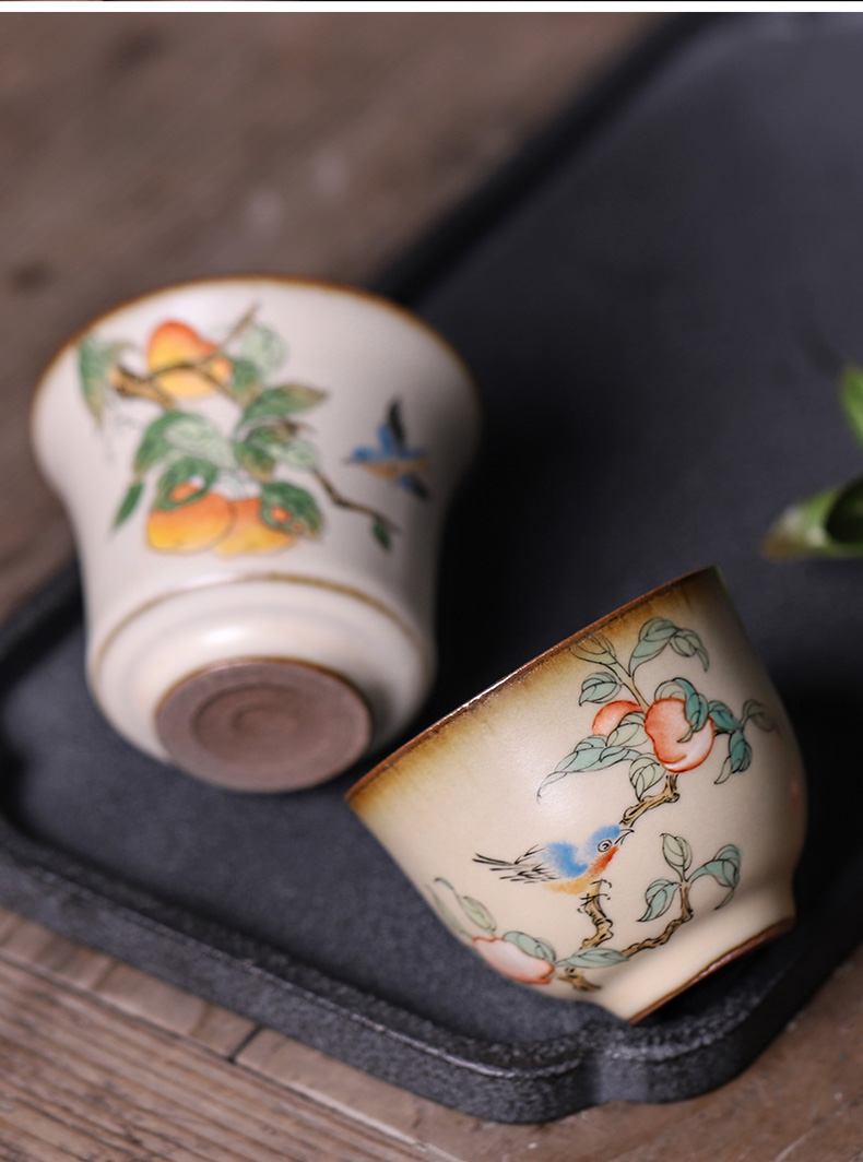 Start your up teacups hand - made of rural wind jingdezhen ceramic cup sample tea cup individual kung fu tea set large single CPU