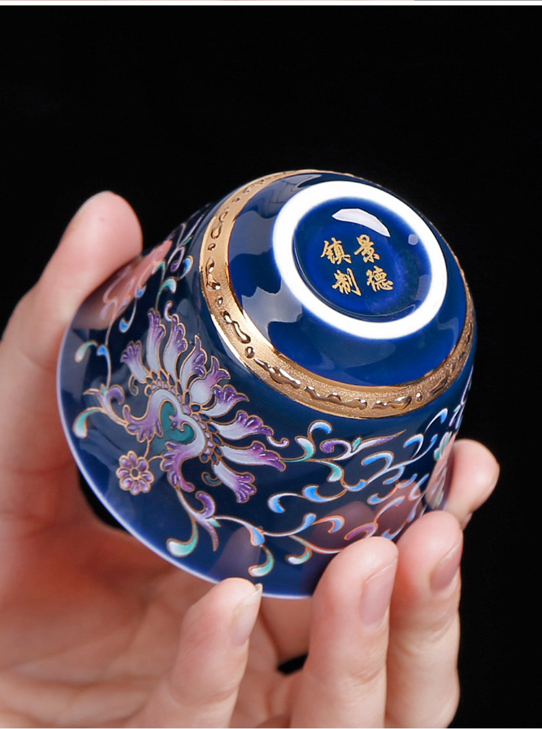 Tasted silver gilding kung fu ceramic cups single master cup silver small cups sample tea cup only blue and white tea tea light cup