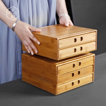 Bamboo Puer tea storage box multi-layer tea cake box tea box packaging container drawer type double-layer tea storage box