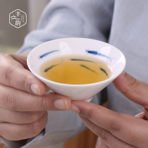 Blue and white hand-painted thin tire bucket kung fu ceramic tea set kung fu small tea cup single tea cup large Master Cup