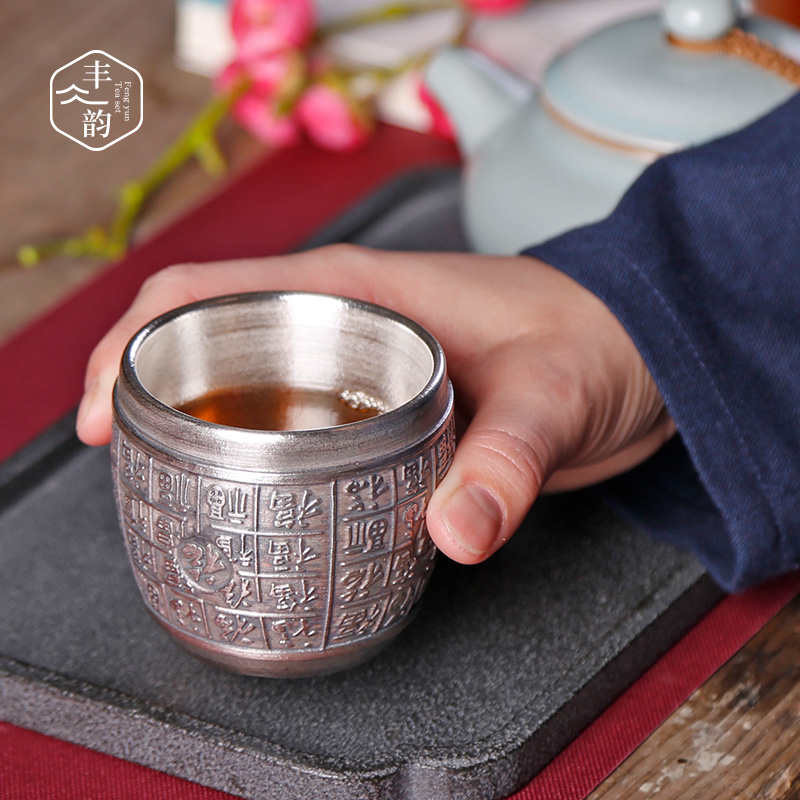 Tasted silver gilding ceramic small cups everyone silver kung fu tea master sample tea cup silver cup of pure manual single CPU
