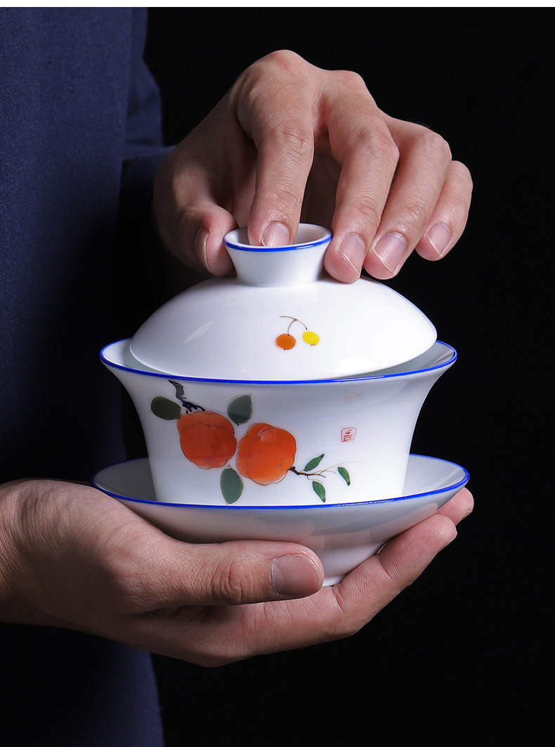 Three to 300 ml hand made white porcelain large tureen kung fu tea cups to heavy mercifully tea tureen tea bowl