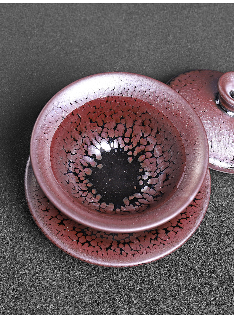 Oil droplets built three tureen only protect ancient hot tea cup lamp kung fu ceramic bowl with a single tea set 150 ml