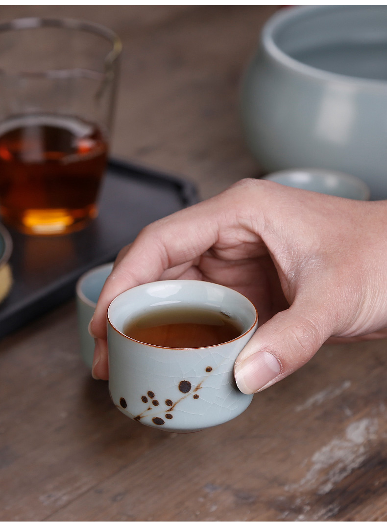 Day cyan your up hand - made teacup cracked master cup single CPU ceramic manual small cups retro move sample tea cup