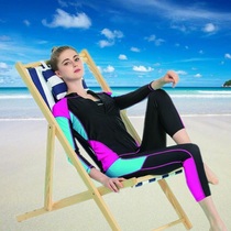 Long sleeve swimsuit female split flat angle four pieces of conservative sunscreen speed dry zipper diving suit water jellyfish spa swimsuit