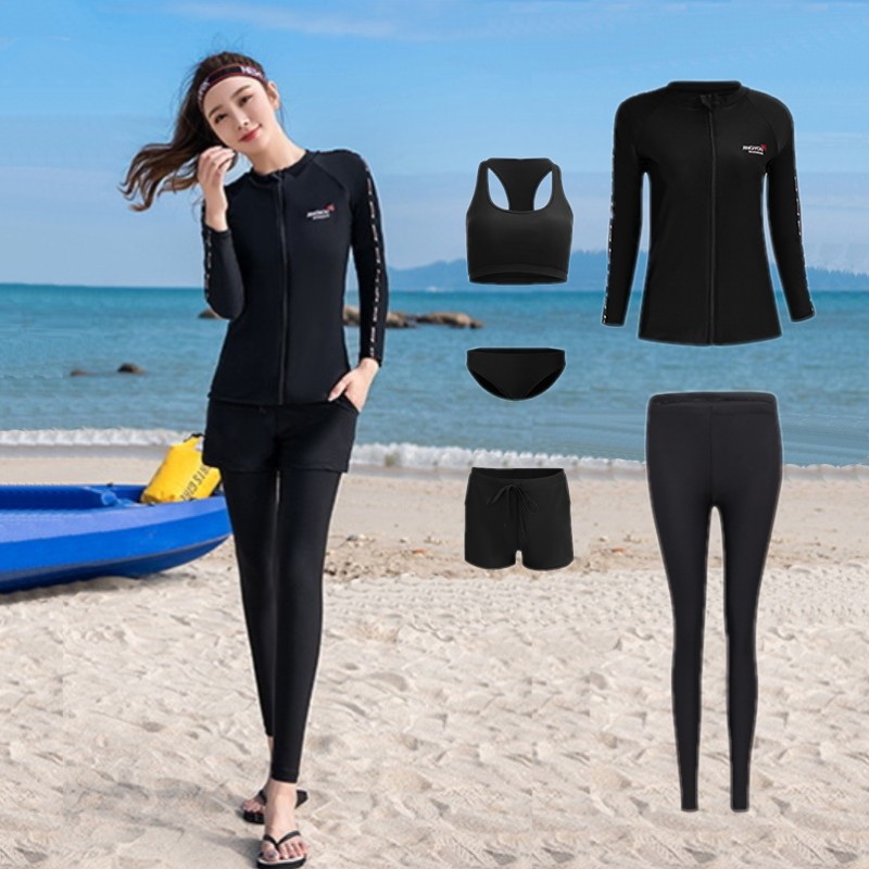 Large size code long sleeve swimsuit woman two-piece long pants male lover fitting sunscreen speed dry jellyfish surf snorkeling sumpsuit spa