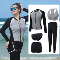 Fatty size fat long sleeve trousers swimsuit women split five-piece male three-piece set sunscreen quick-drying snorkeling jellyfish coat