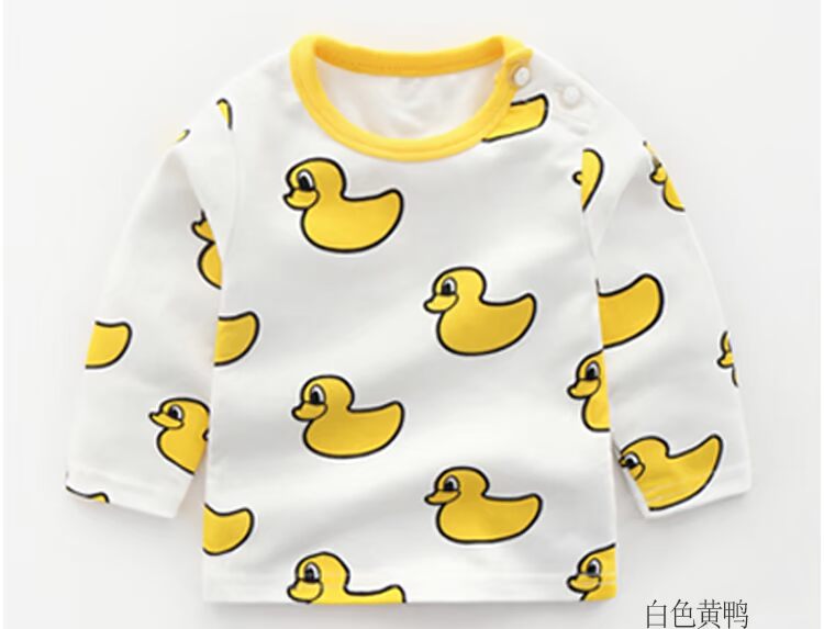 Áo thun cotton bé gái dài tay mùa thu và áo sơ mi mùa đông sơ mi nữ 0 tuổi 1 mùa thu 2 quần áo mùa thu 2018 mới thời trang bé trai