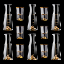 Chinese style Jiangshan wine set gold foil white glass small crystal wine dispenser 100ml home thickened antique style