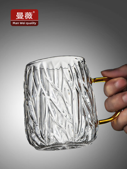 小众设计师杯子ins复古透明玻璃水杯女夏日式咖啡茶杯情侣高颜值
