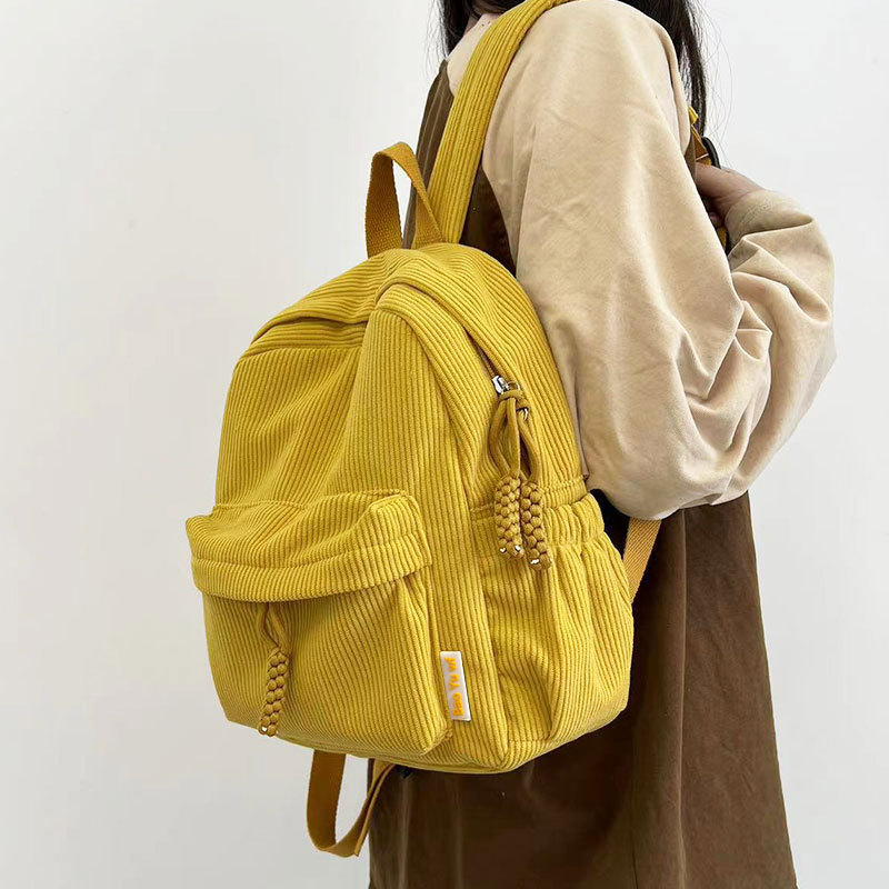 Corduroy Small Backpack for Women 2024 Winter New Style Japanese Casual Simple Versatile Travel Shopping Soft Girl Backpack