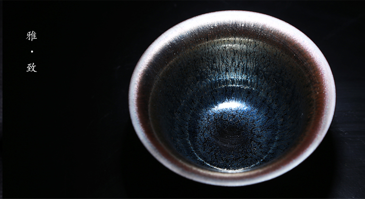 Ancient six new kung fu sheng up built 12 suit light oil droplets TuHao obsidian ceramic cup a gift set tea service