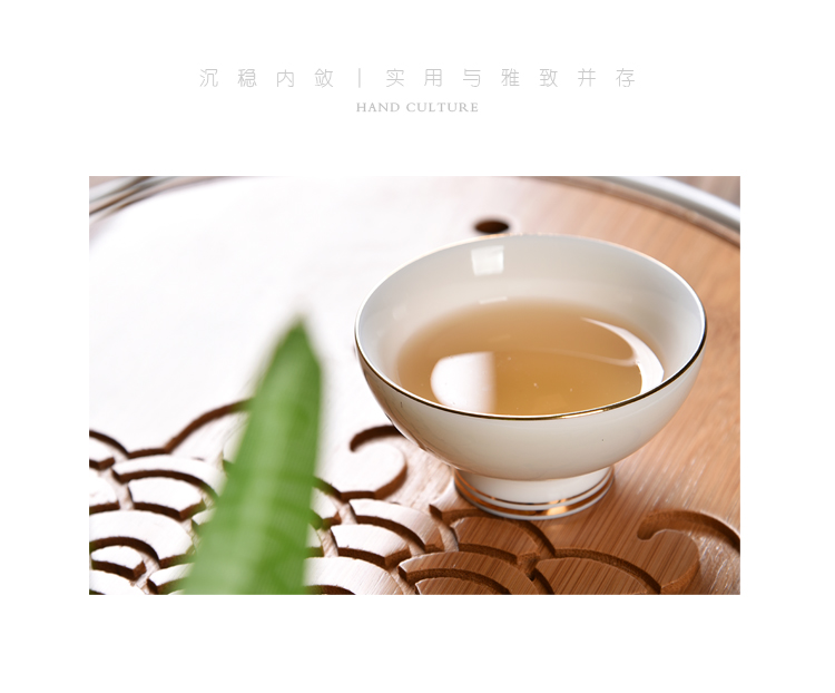 Ancient sheng up new hand - made suet jade porcelain ceramic sample tea cup, kung fu master paint individual cup white porcelain tea set