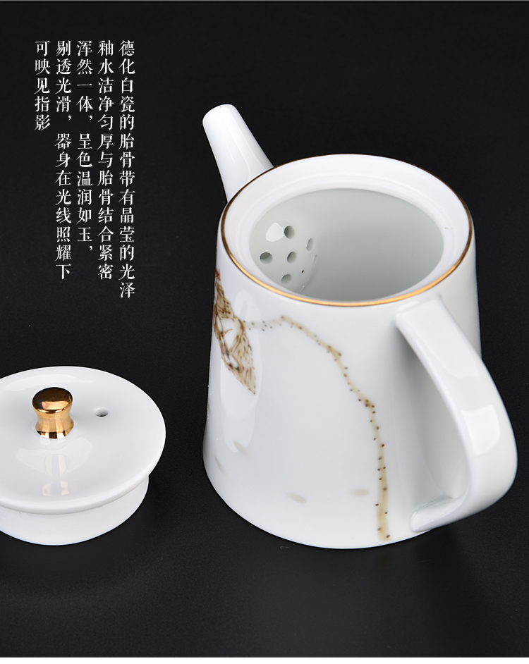 Ancient sheng up 2 new suet jade porcelain tea set ceramic dry mercifully two cups of tea, a pot of tea