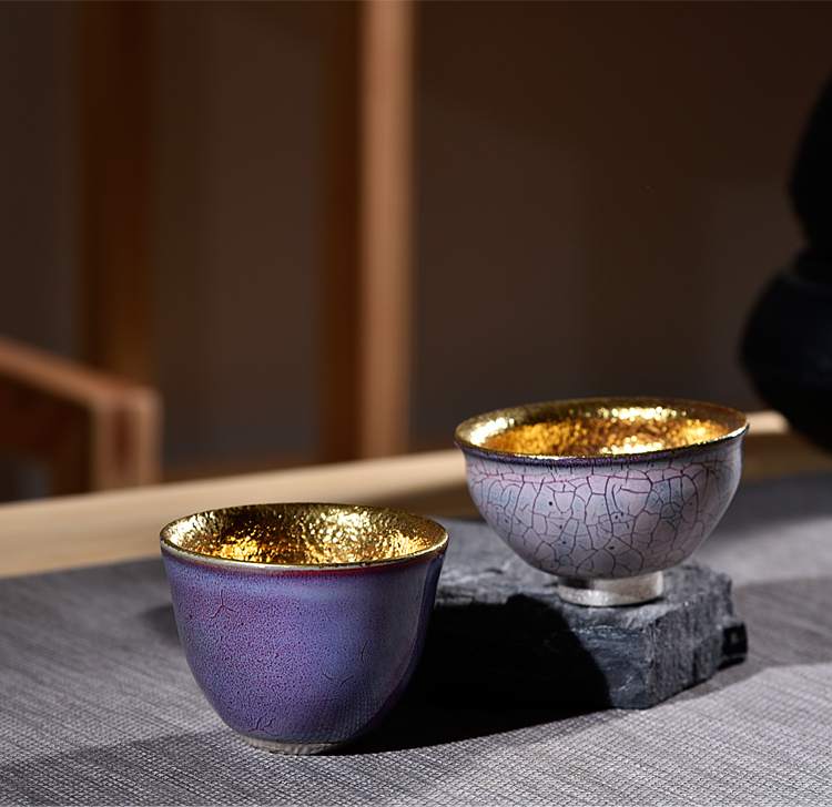 The ancient sheng up new bowls gold 24 k gold and gold cup variable jun porcelain ceramic tea cup single cup sample tea cup host