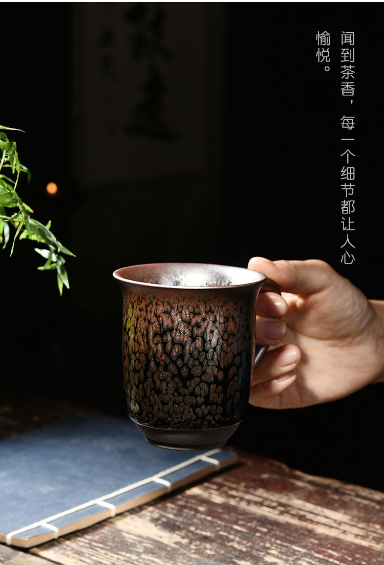 Ancient sheng up of the new Chinese style oil fire building light mark cup with cover cup of water glass ceramic tea cup and meeting by hand