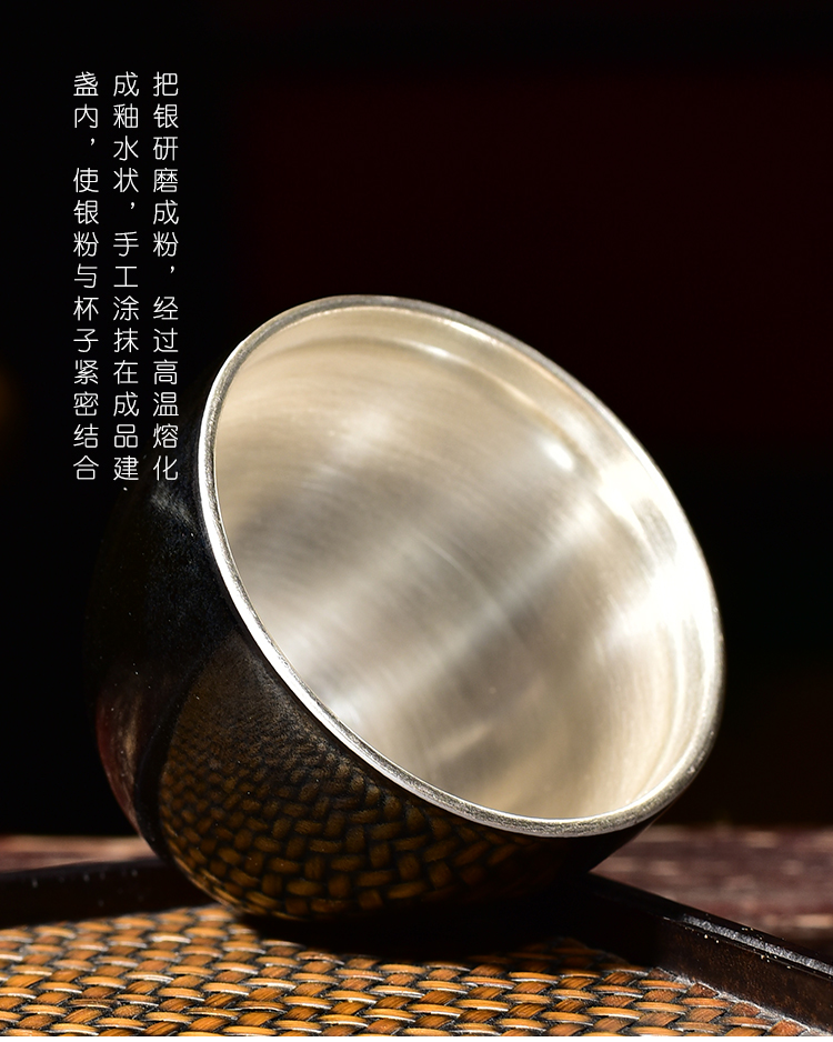 Ancient sheng up new gift boxes silver health egg cup pure manual celadon sample tea cup of tea light cup single CPU tasted silver gilding