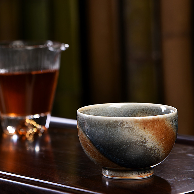 Ancient sheng open piece of ice to crack firewood glazed ceramic cups kung fu tea set sample tea cup ceramic master single cup cup by hand