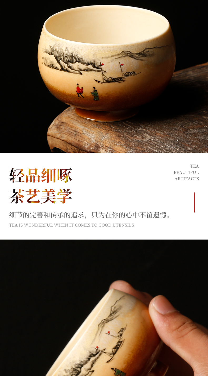 Ancient sheng up to burn hand - made the master sample tea cup fullness jingdezhen up all hand single CPU kung fu tea cups