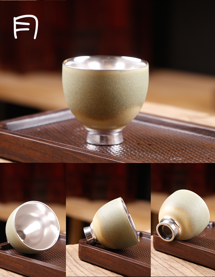Ancient sheng up 999 sterling silver master cup single cup cup ceramic tea cup, kung fu stars to use manual coppering. As silver cup