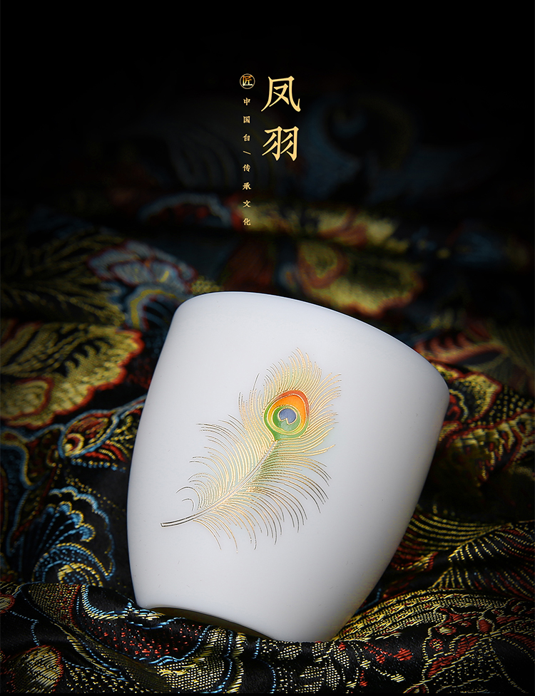 Ancient sheng up porcelain dehua suet jade white porcelain hand - made the master sample tea cup cup kung fu tea tea gifts