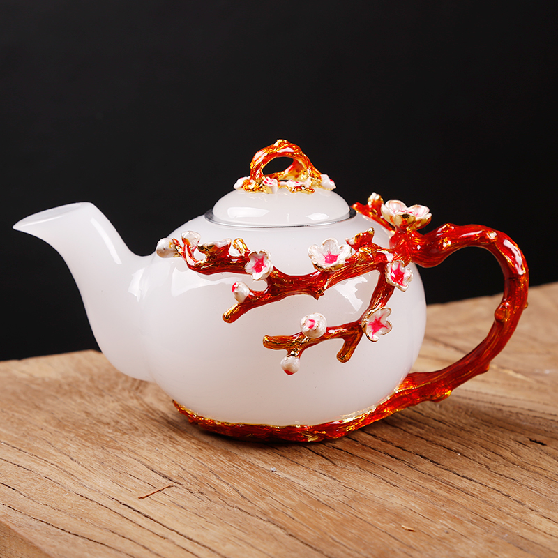 The ancient jade porcelain stone pot sheng up porcelain household enamel teapot Pyrex glass tea set single pot pot