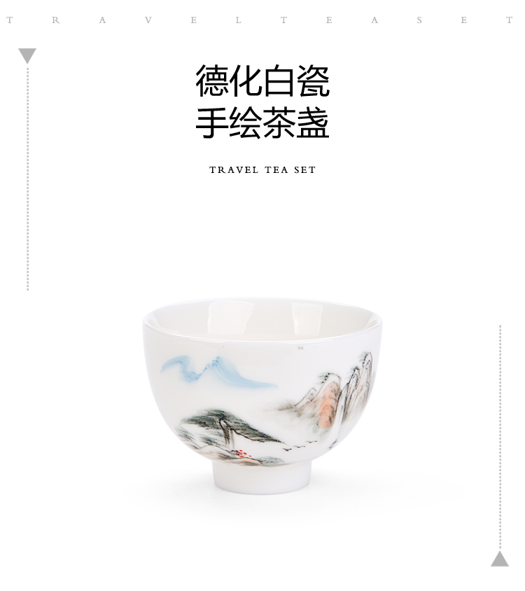 Ancient sheng up new gift boxes, hand - made scenery sample tea cup dehua white porcelain personal single CPU suet jade cup by hand