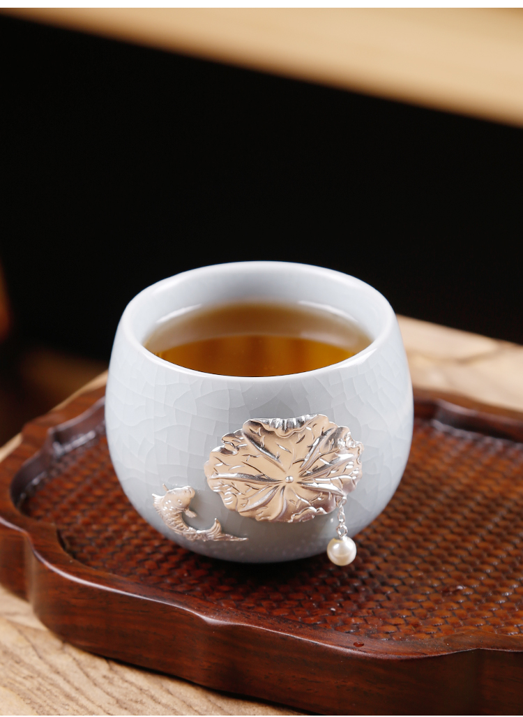 Ancient fill your up up kung fu tea set with silver checking move ceramic cups master cup single cup cup sample tea cup