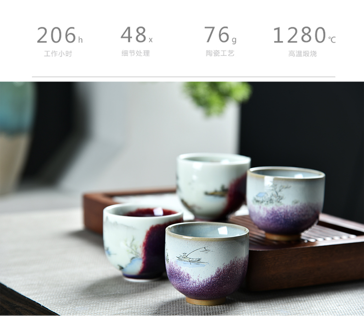 Ancient sheng up teacups hand - made ceramic sheet glass up with jun open title of single cup tea house, the master sample tea cup