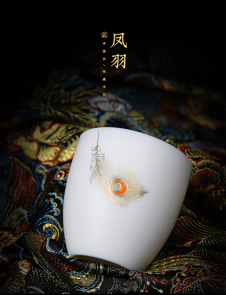 Ancient sheng up porcelain dehua suet jade white porcelain hand - made the master sample tea cup cup kung fu tea tea gifts