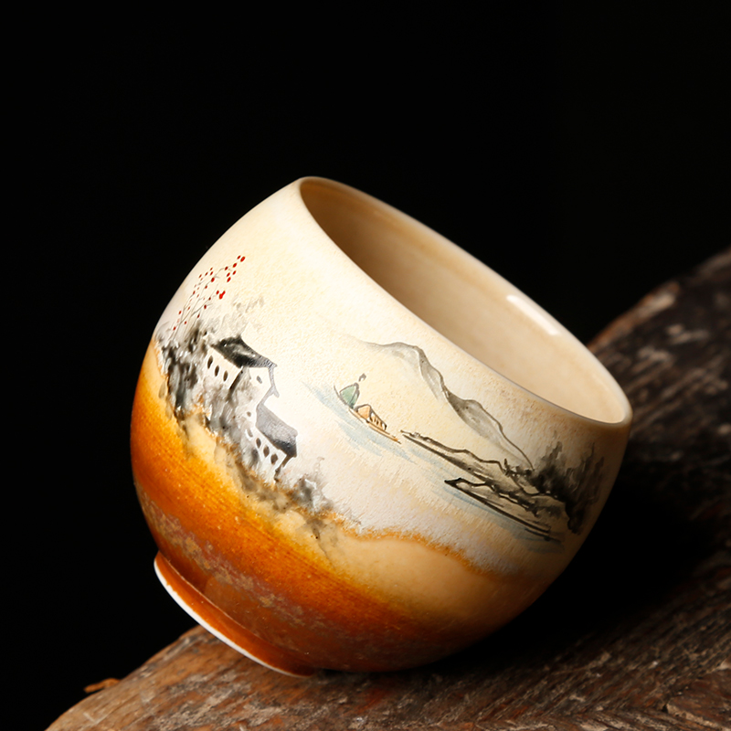 Ancient sheng up to burn hand - made the master sample tea cup fullness jingdezhen up all hand single CPU kung fu tea cups