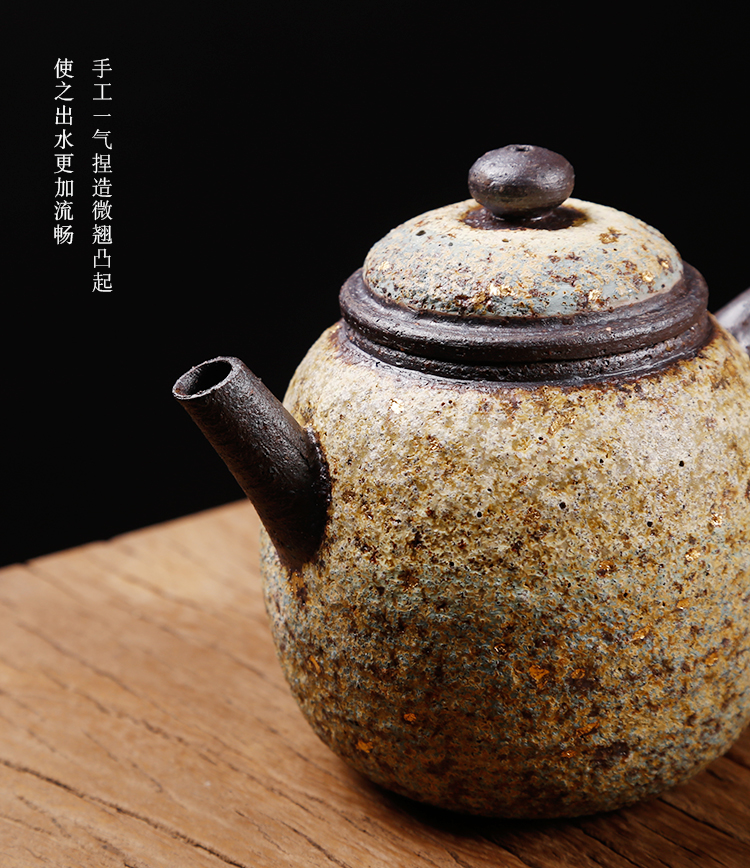 Ancient undressed ore Taiwan sheng up manually lava coarse pottery tea teapot to burn natural fire rock ore ball hole, single pot