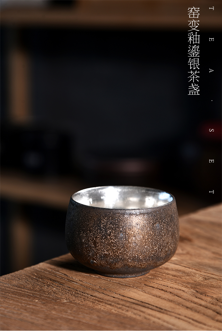 Ancient sheng up manually coppering. As silver 999 sterling silver master cup single cup sample tea cup of jingdezhen ceramic silver cup silver cup