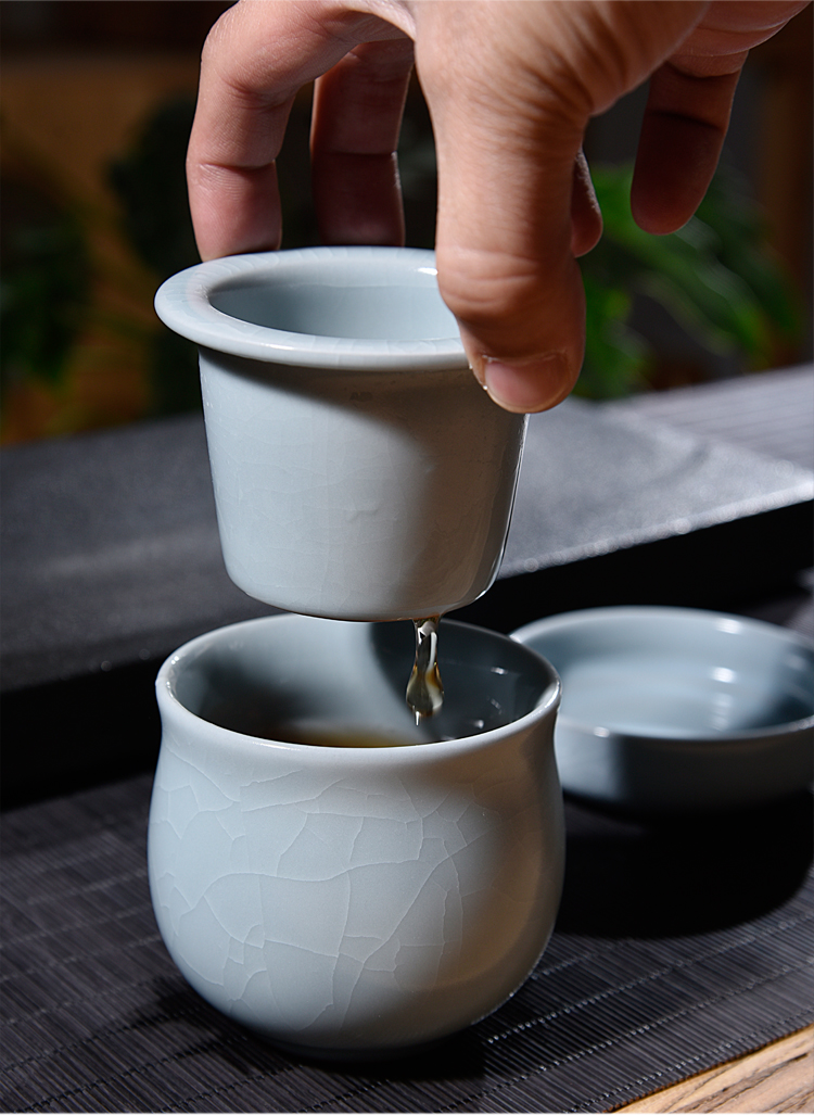 Ancient fill your up up with silver ceramic crack cup travel office cup tea cup of kung fu tea cups portable whitebait cup